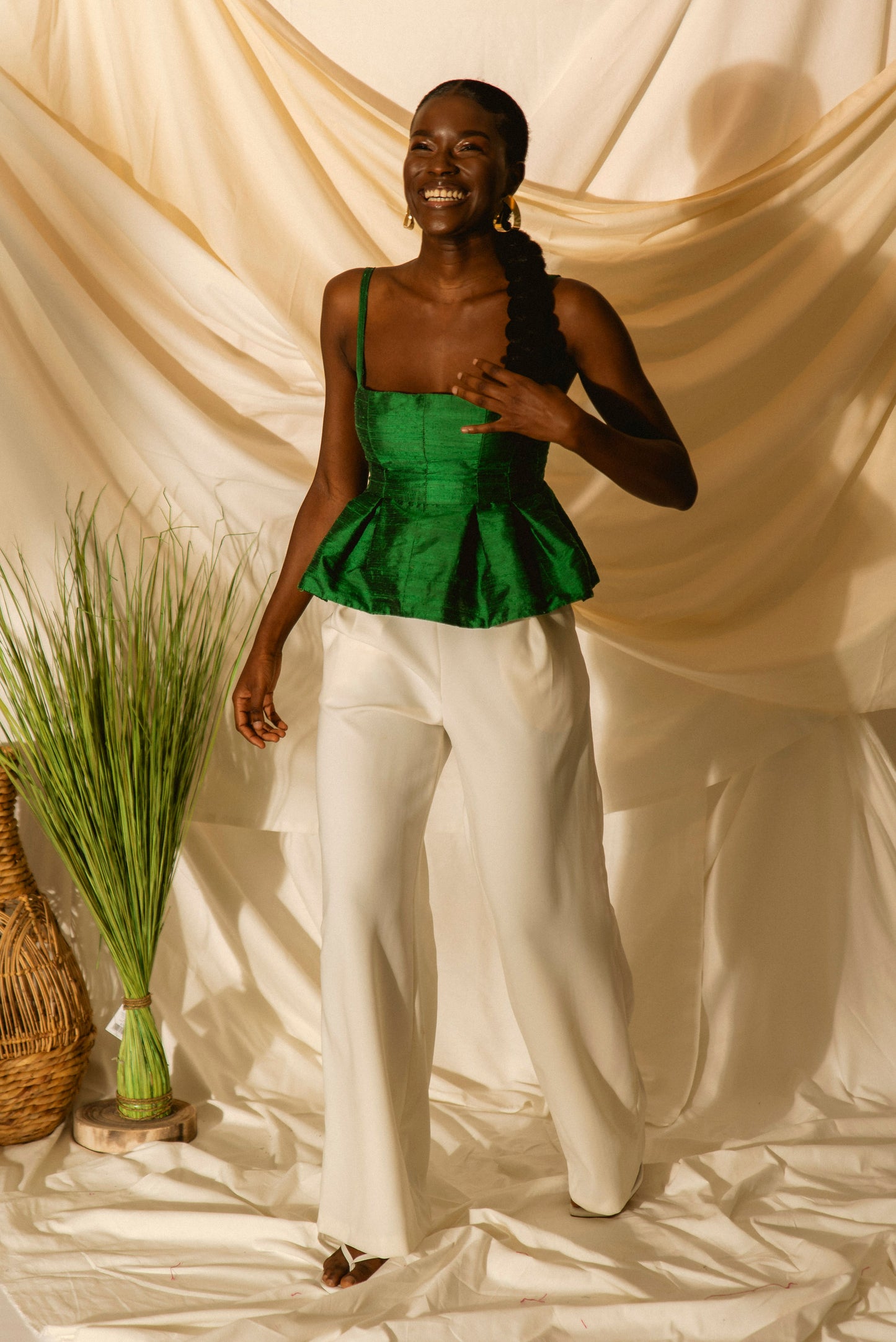 Emerald Luxe Peplum Top